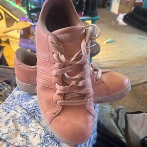 adidas Pink Low-Top Leather-Look Sneakers